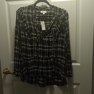 NWT Black and white plaid blouse, dress barn